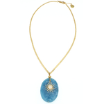 Collier lumineux ESTRELLA « Amour de soi » avec sa belle pierre en quartz éponge bleue et son pendentif soleil MMC039 ESTRELLA 2