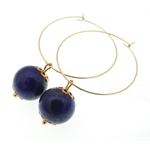 Boucles d’oreilles créoles dorées « Réconfort » avec pierres fines lapis-lazuli MMC047 ANITA 2