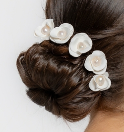 Lot de 3 pics à cheveux fleur en porcelaine | Lot de 3 pics à cheveux fleur en porcelaine JOSEPHINE| Mom'Zelle Bijoux MMC336