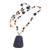 Sautoir RAQUEL « Communication et Connaissance » orné de pierres fines en lapis-lazuli, howlite blanche, jaspe paysage et perles dorées MMC116