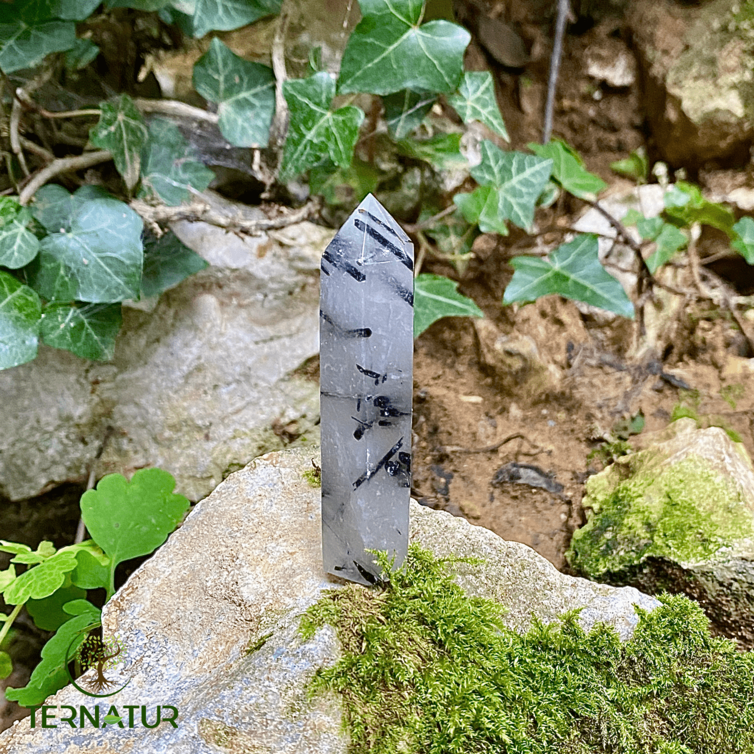 Pointe quartz tourmaline - quartz - lithothérapie - cristaux - pierres