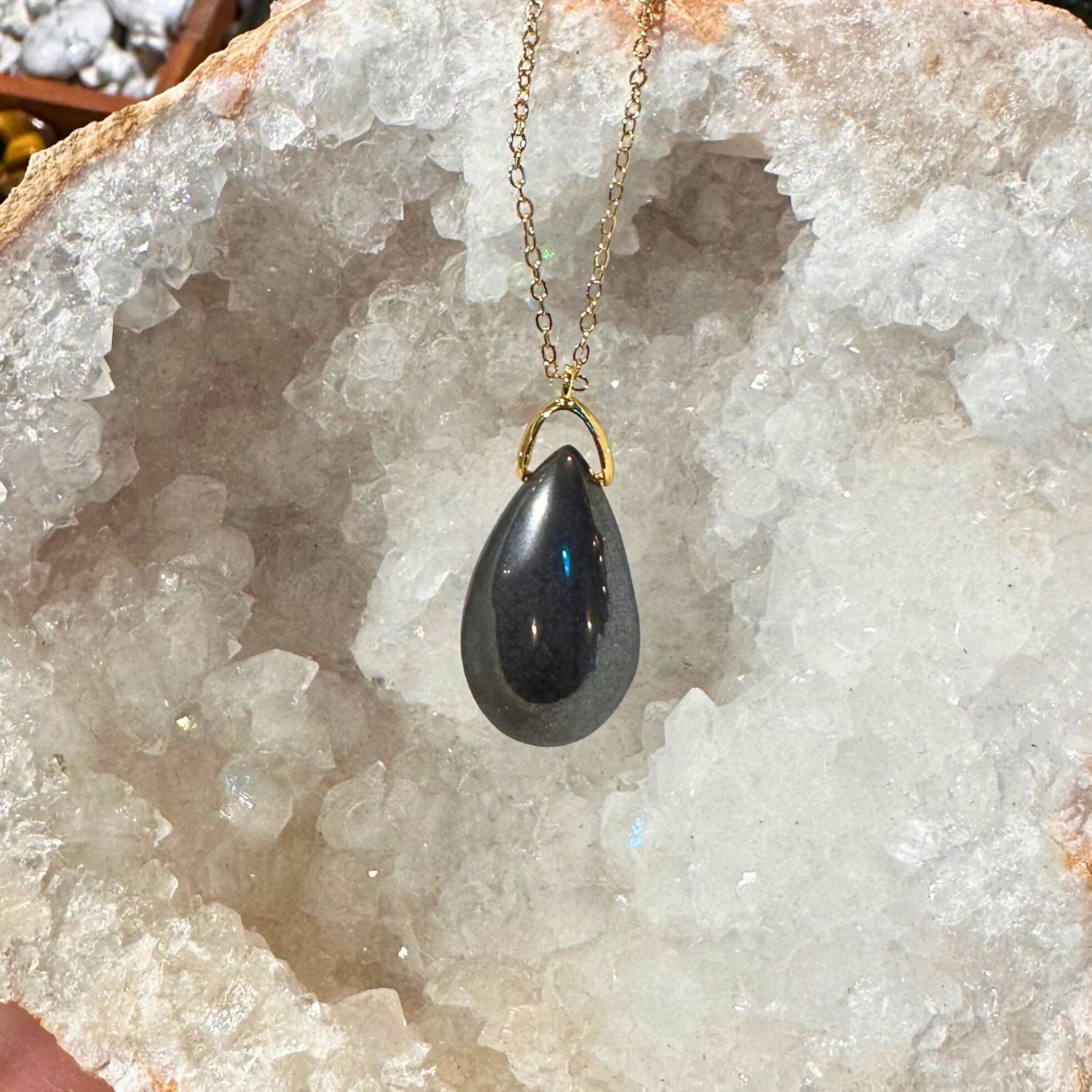 Pendentif âne En Hématite - Pierre Polie 3,7 X 3 Cm - Neuf Sans Boîte