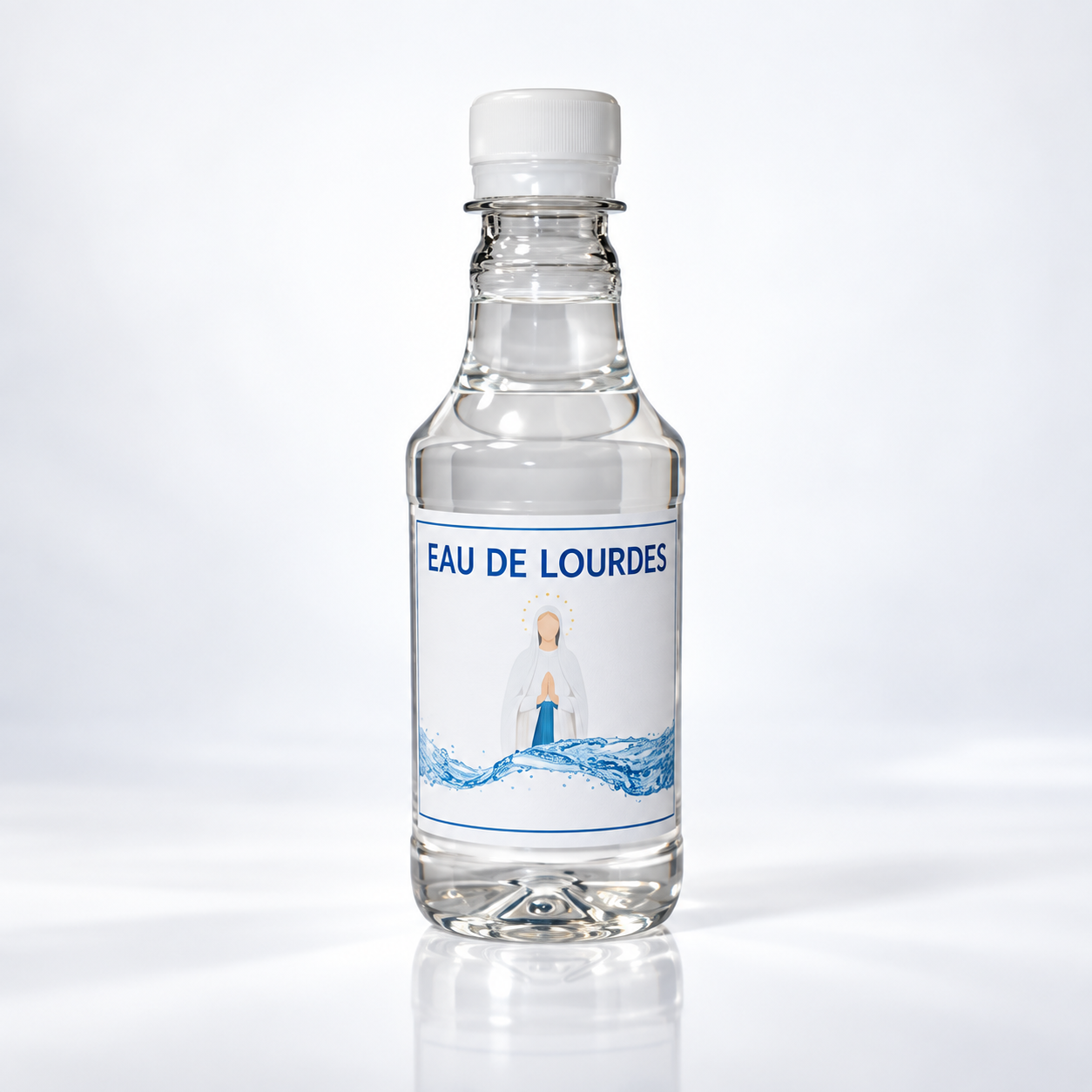 Bouteille d’eau de Lourdes en studio