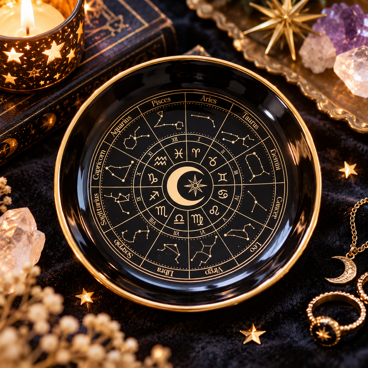 Coupelle zodiacale mystique dorée
