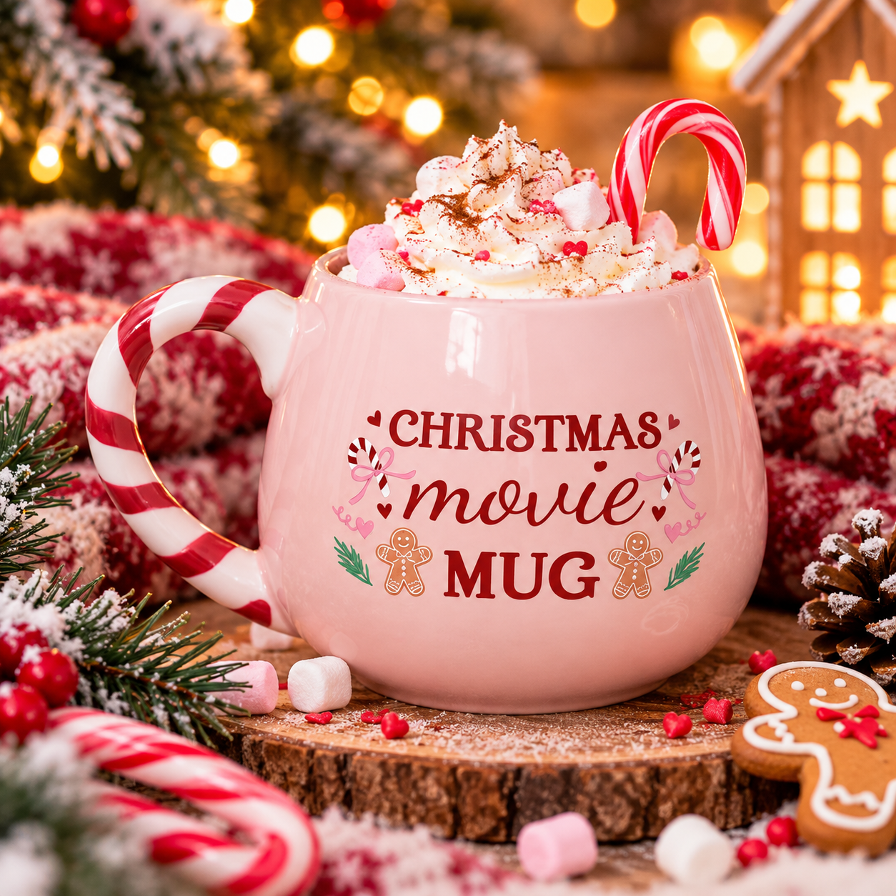 Mug de Noël rose et gourmand