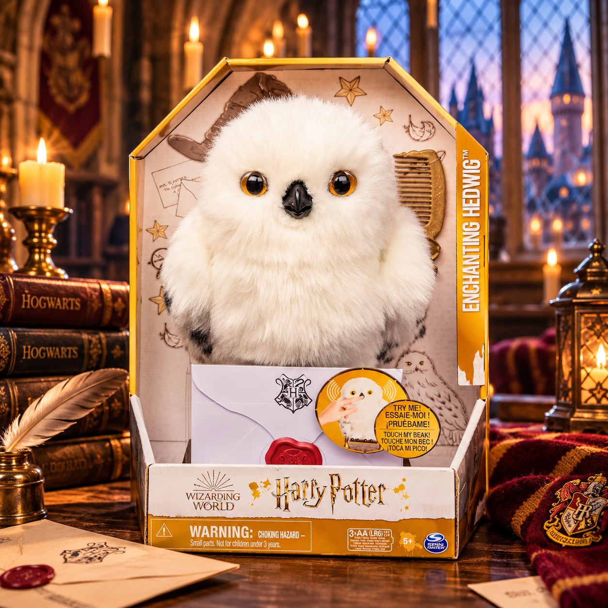 Hedwig enchantée dans son écrin magique