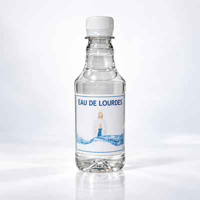 Bouteille d’eau de Lourdes en studio
