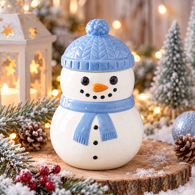 Bonhomme de neige en porcelaine festive