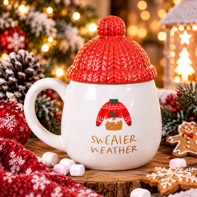 Mug au bonnet rouge, ambiance de Noël chaleureuse