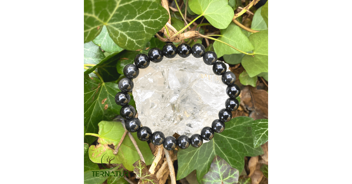 Bracelet en obsidienne œil céleste naturelle et boule croix templier en