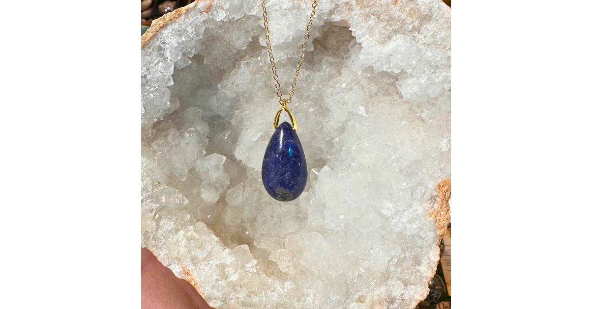 Pendentif Goutte En Sodalite Naturelle – Pierre 23mm (neuf Sans Boîte)