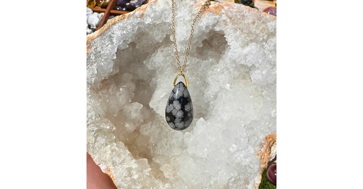 Pendentif Pointe En Obsidienne Neige – Pierre Naturelle Pour L’équilibre Des Chakras