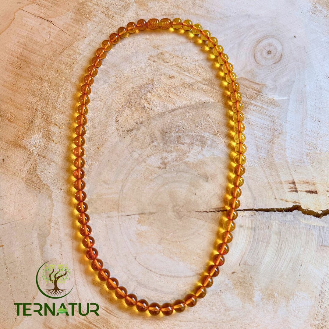 Collier Ancien Perles D'ambre De La Baltique - Longueur 20 Pouces - Vintage Multicolore - Très Bon état