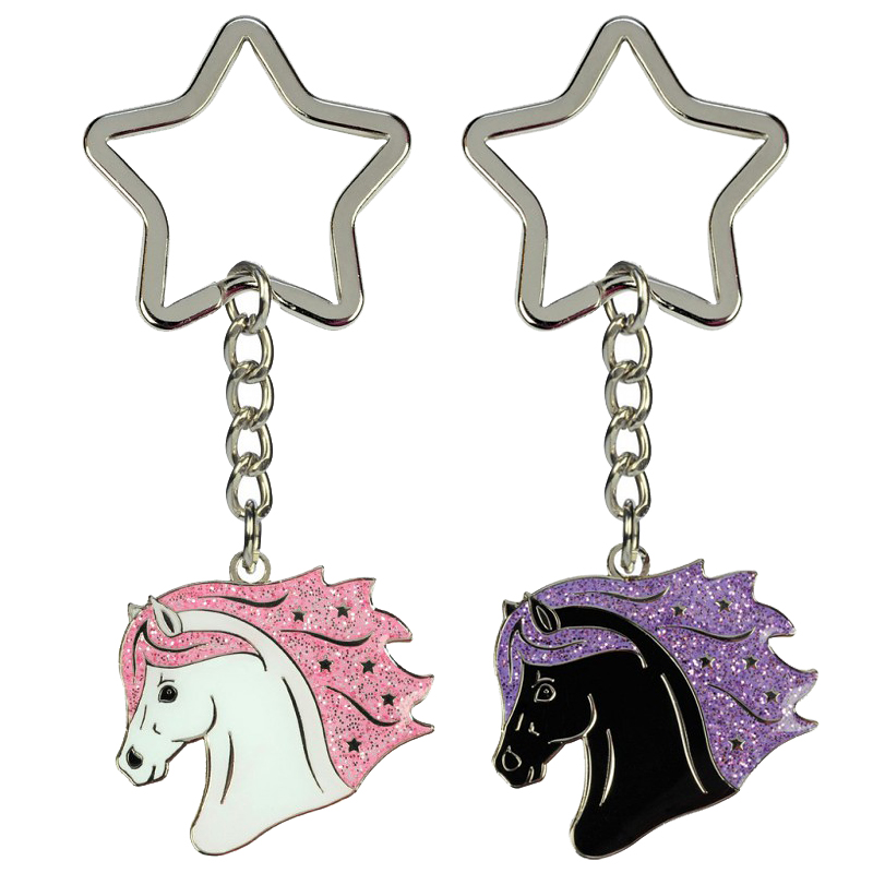 Porte-clés Tête de cheval White and Black Star