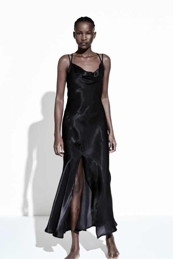 Robe longue satin noir April PRET A PORTER/ROBES JUPES shaz