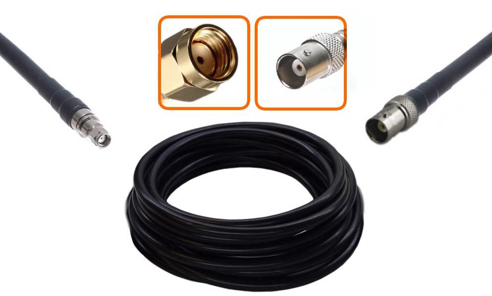 CABLE RADIO 50 OHMS COXIAL RP-SMA MALE BNC FEMELLE