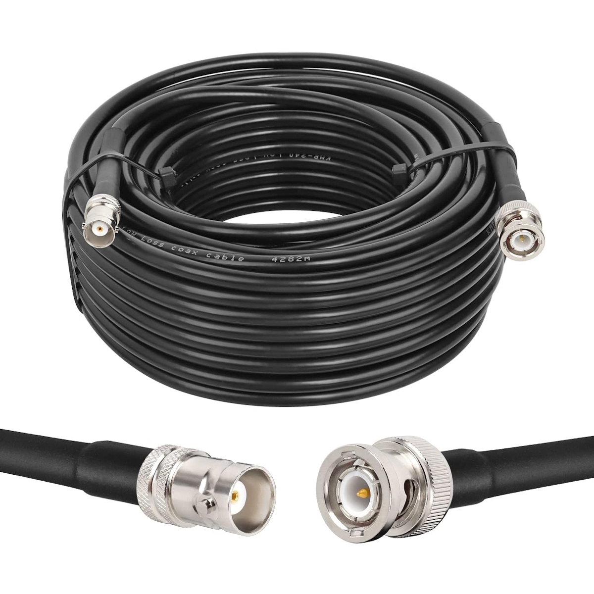 RALLONGE BNC FEMELLE BNC MALE en coaxial de 50 ohms noire