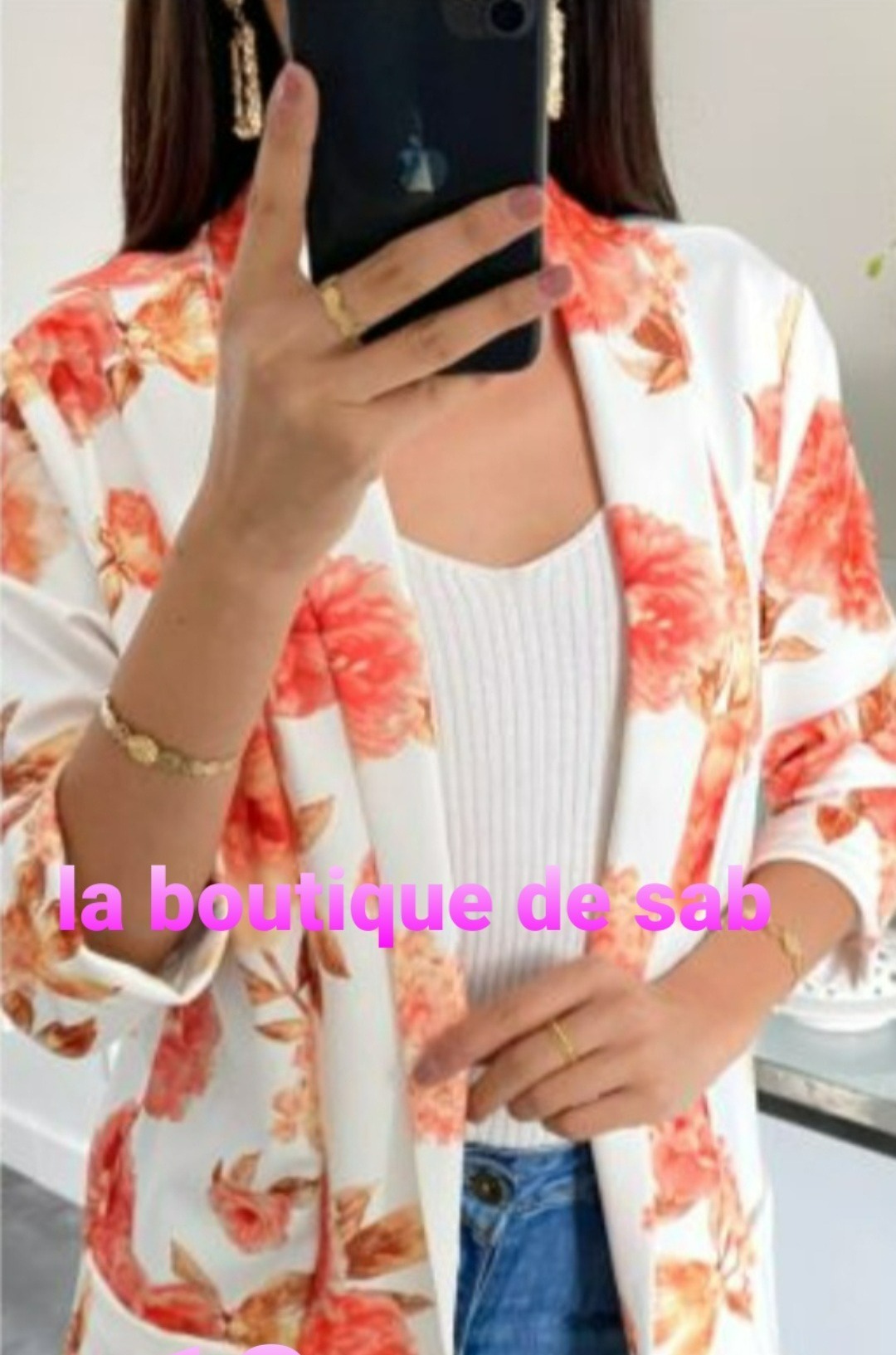 veste fleurs blanche