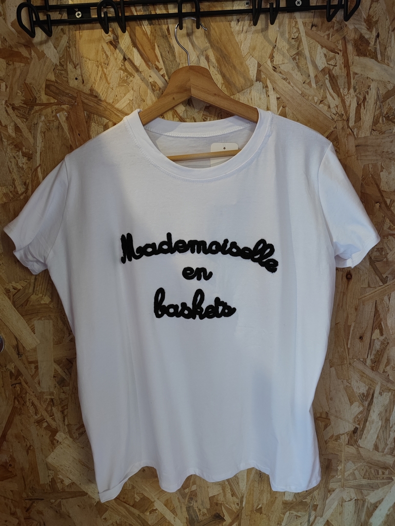 TEE SHIRT MADEMOISELLE EN BASKET - BELLE TAILLE - la-boutique-de-sab