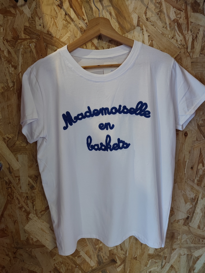 TEE SHIRT MADEMOISELLE EN BASKET - BELLE TAILLE - la-boutique-de-sab