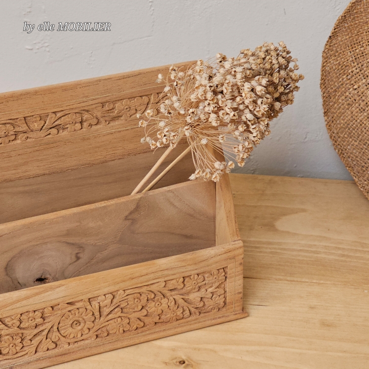 Ancien porte-lettres bois sculpté - Décoration