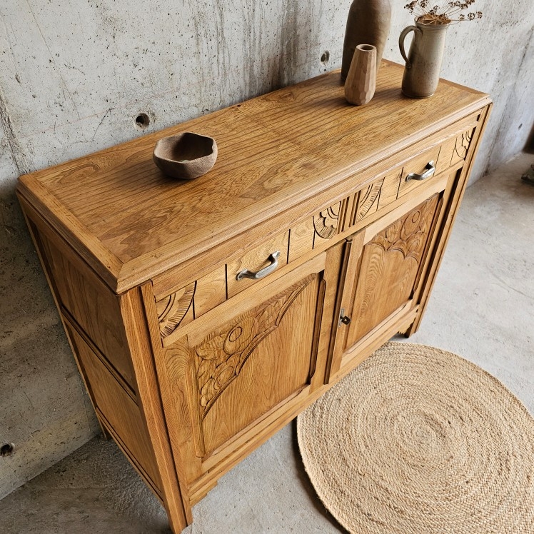 20250603_130727ancien buffet 2 portes deus tiroirs art deco -brocante-vintage