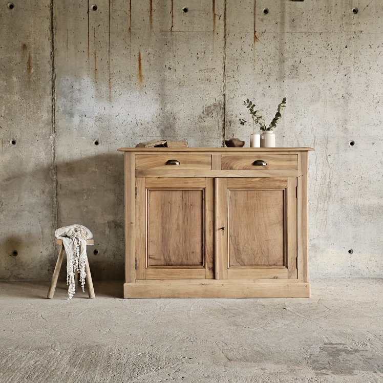 Buffet ancien hêtre &amp; sapin ciré – 2 portes 2 tiroirs20250802_145243