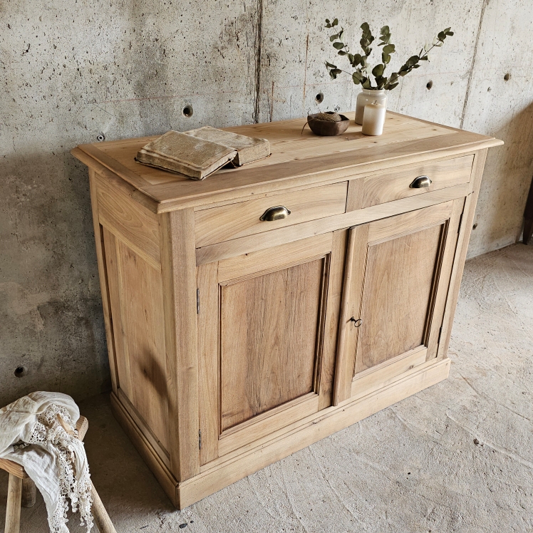 Buffet ancien hêtre &amp; sapin ciré – 2 portes 2 tiroirs20250802_150314