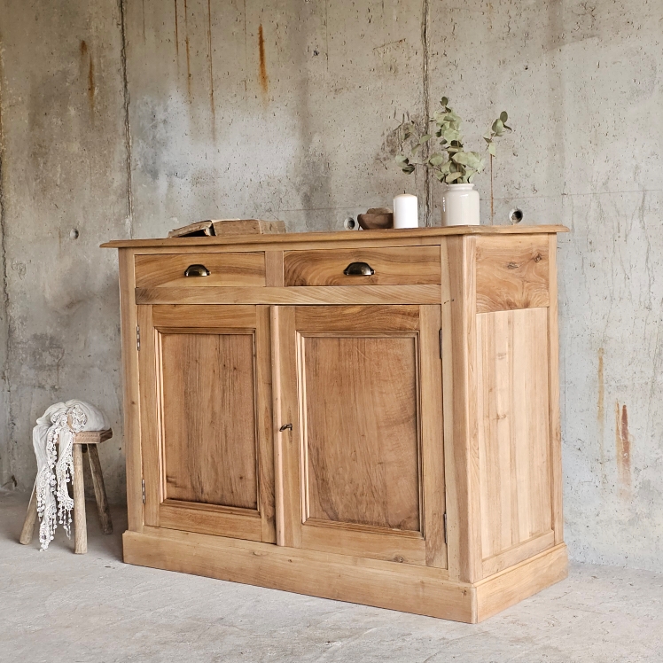 Buffet ancien hêtre &amp; sapin ciré – 2 portes 2 tiroirs20250802_150222