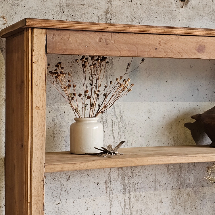 Buffet-bibliothèque ancien en bois brut – chêne &amp; noyer – maison de famille20251025_134118