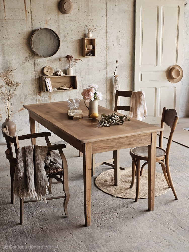 ancienne table de ferme en vhêne et noyer