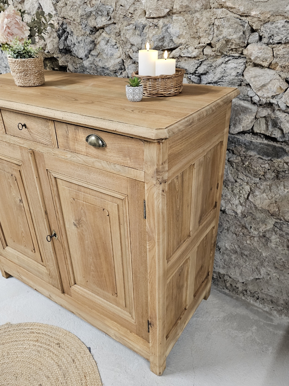 Buffet haut ancien en chêne massif – 3 tiroirs – Époque fin XIXᵉ siècle20260123_091944