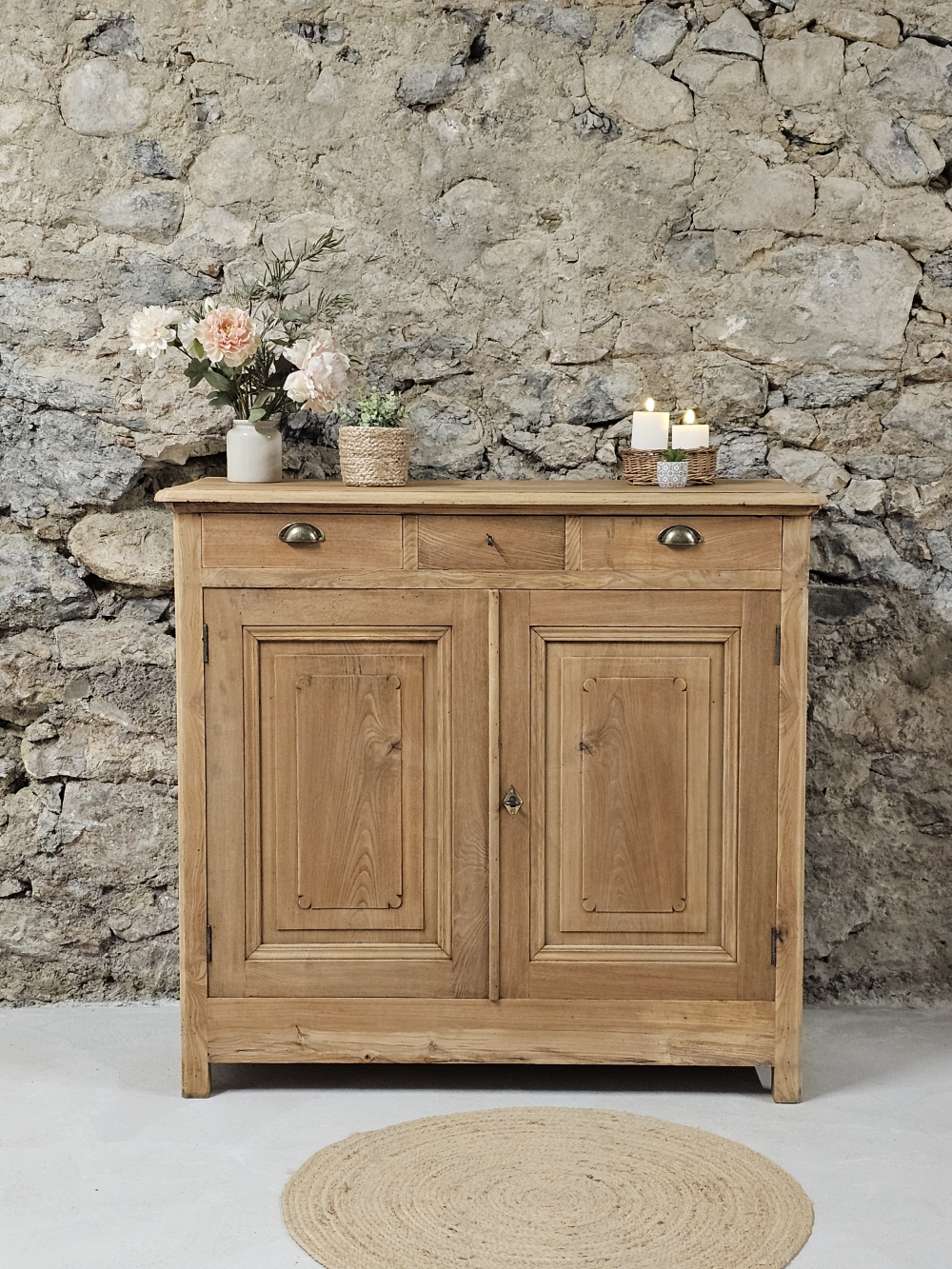 Buffet haut ancien en chêne massif – 3 tiroirs – Époque fin XIXᵉ siècle20260123_091221