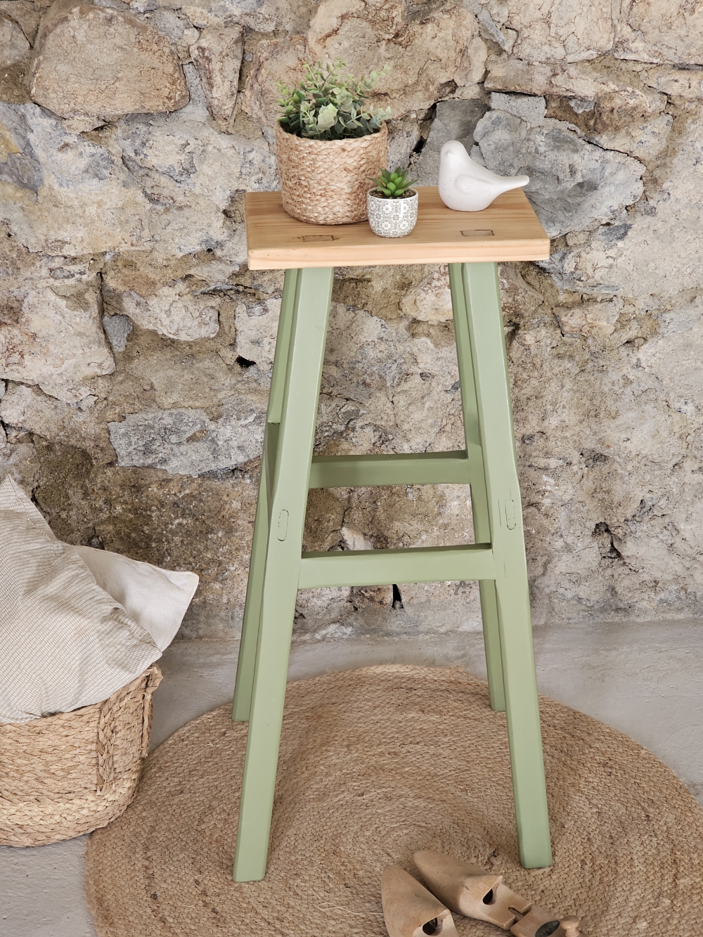 tabouret haut vert et bois20260403_100025