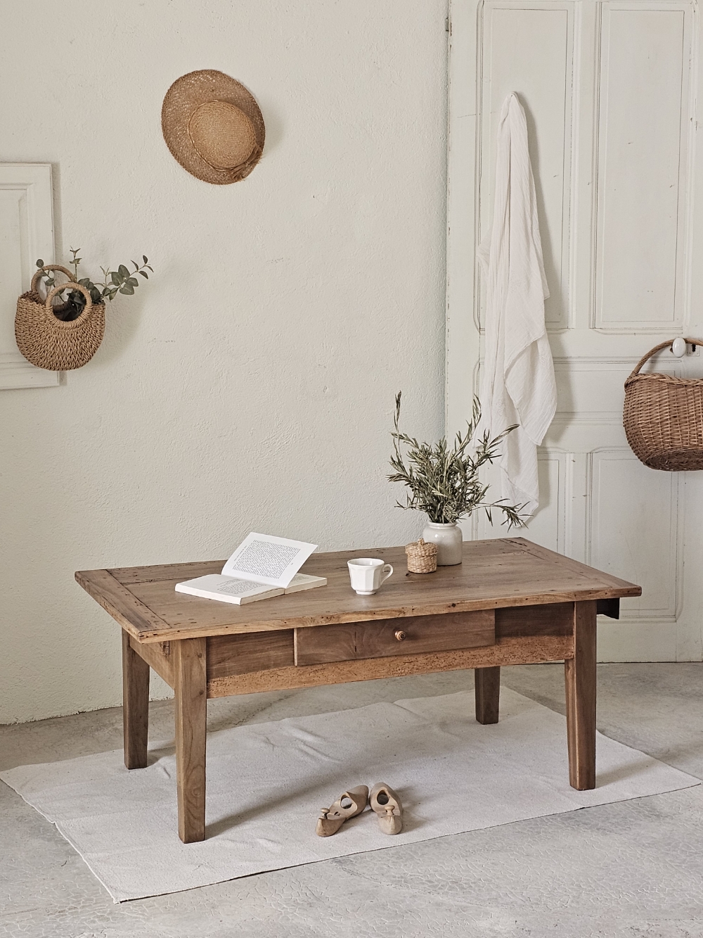 Ancienne table de ferme basse 3 tiroirs20260425_113209