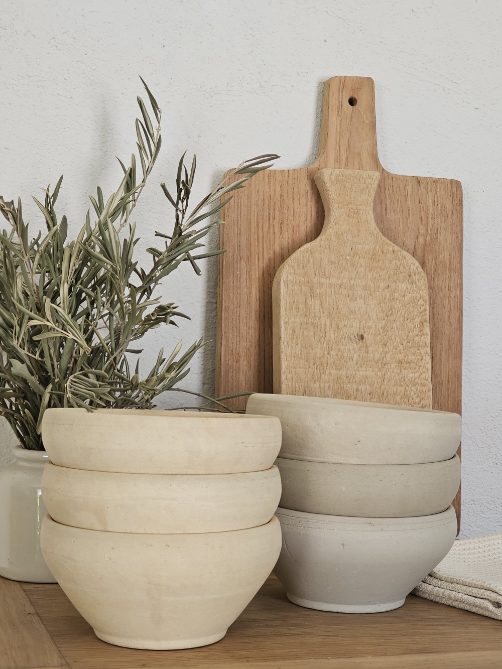 Petit saladier ou grand bol en grès beige