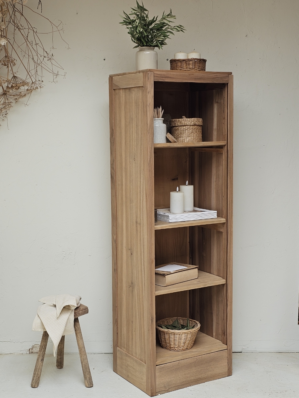 Étagère colonne en bois brut – Bibliothèque vintage restauré20260828_170856