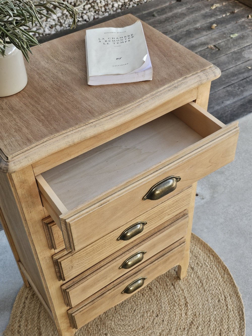 Chiffonnier vintage 5 tiroirs en bois brut20260907_180411