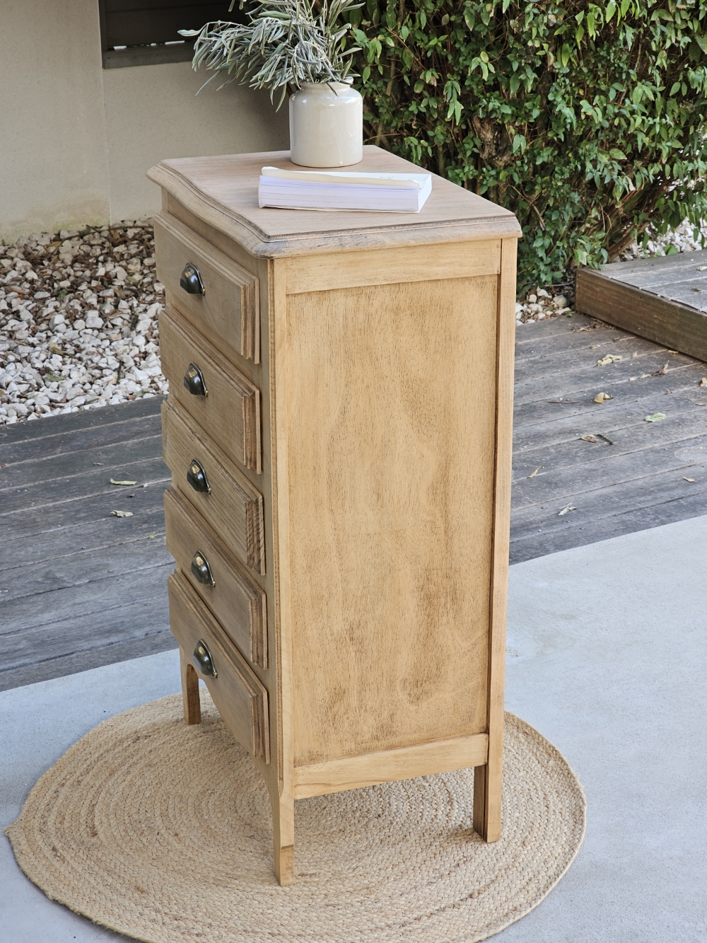Chiffonnier vintage 5 tiroirs en bois brut20260907_180213