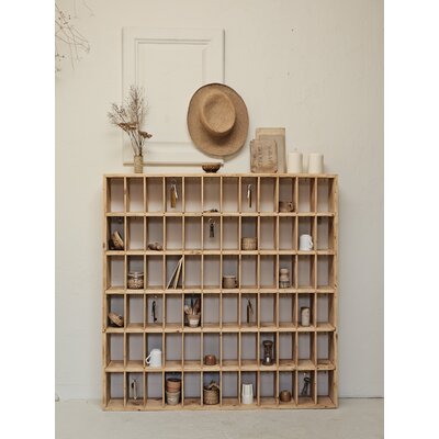 Meuble de métier casier d'hôtel vintage en bois brut 72 casiers20260815_165129