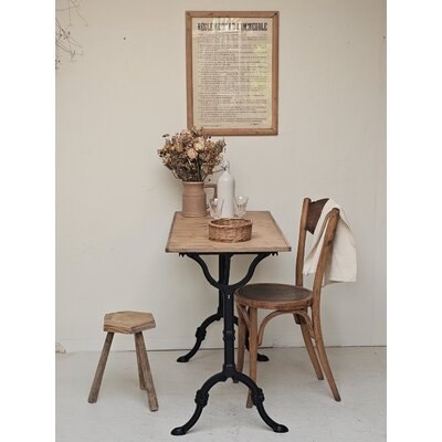 Table de bistrot ancienne piètement en fer et plateau bois massif 95 cm20260827_083109