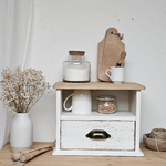 20241222_161840ancien petit meuble de cuisine  en bois blanc patiné et  bois brut brocante ancien meuble maison de campagne  decoration ameublement