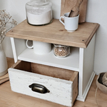 20241222_162003ancien petit meuble de cuisine  en bois blanc patiné et  bois brut brocante ancien meuble maison de campagne  decoration ameublement