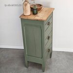 20250307_095255ancien meuble parisien 3 tiroirs vert et bois brut tiroir liege  decoration ameublemnt brocante
