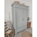 Armoire ancienne fin XIXe – Noyer & sapin massif – Vert grisé20260217_150535