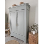 Armoire ancienne fin XIXe – Noyer & sapin massif – Vert grisé20260217_150549