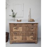 Commode Louis-Philippe ancienne en bois brut et marbre blanc20260814_162655