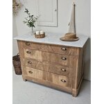 Commode Louis-Philippe ancienne en bois brut et marbre blanc20260814_162713