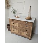 Commode Louis-Philippe ancienne en bois brut et marbre blanc20260814_162946
