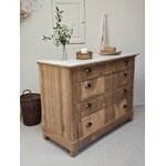 Commode Louis-Philippe ancienne en bois brut et marbre blanc20260814_163032